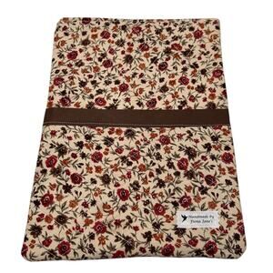 Handmade Quilted iPad Large Book Sleeve Front Pocket NEW 12"x9" Brown Red Floral